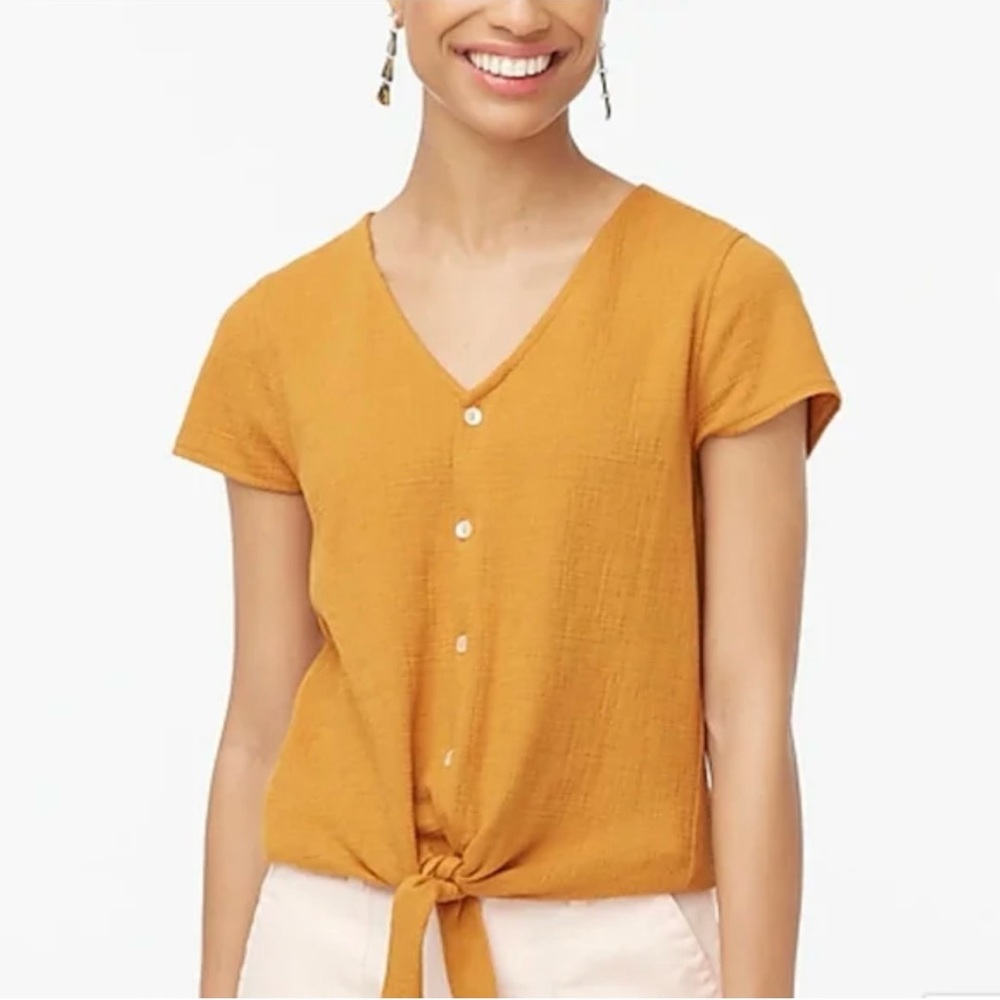 J Crew Textured Tie Front Top. Size M.